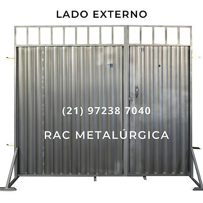 Portão em Aço Galvanizado Com Grade Acoplado