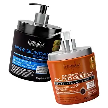 Cauterização Cauter Restore 500g + Blindagem Biomimética 500g Forever Liss