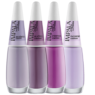 Kit 4 Esmaltes Coleção A Sua Moda Tons de Roxo Impala