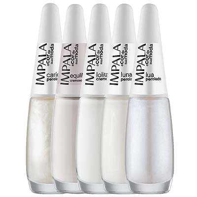 Kit 5 Esmaltes Brancos Coleção A Cor da Sua Moda Francesinha Impala