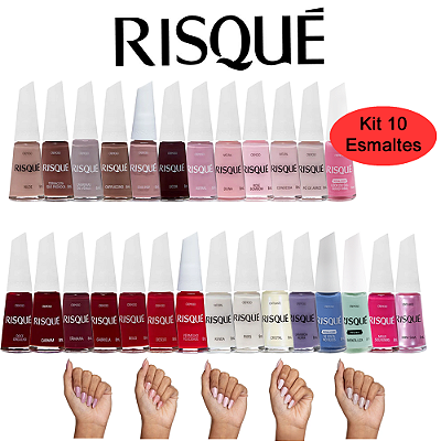 Kit 10 Esmaltes Sortidos Atacado Manicure Risque