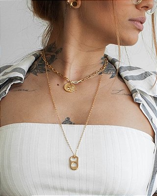 Colar Com Pingente Lacre de Latinha Dourada Cindy