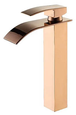 Torneira para banheiro tipo monocomando cascata rose gold