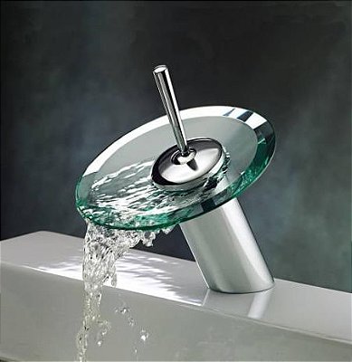 Torneira para banheiro tipo monocomando waterfall vidro