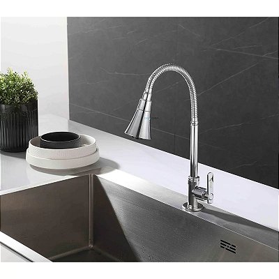 Torneira para cozinha bica cônica regulável tipo bancada