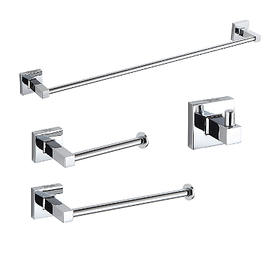 Kit de acessórios para banheiro metal cromado