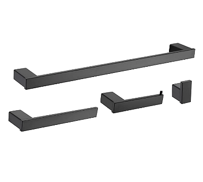 Kit de acessórios para banheiro em metal Preto Fosco