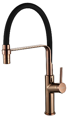 Torneira para cozinha tipo monocomando preta flexível luxo rose gold