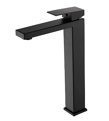 Torneira para banheiro monocomando quadrada alta preto fosco