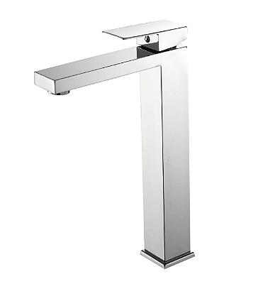 Torneira para banheiro monocomando quadrada alta cromada