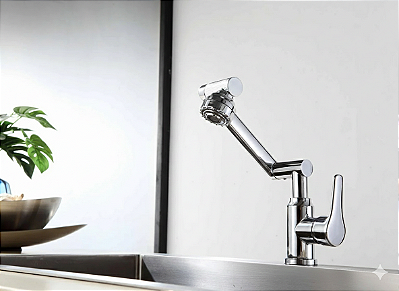 Torneira para cozinha ou banheiro tipo monocomando regulável versátil cromada