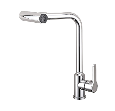 Torneira para cozinha tipo monocomando extraível rotativa com 4 jatos