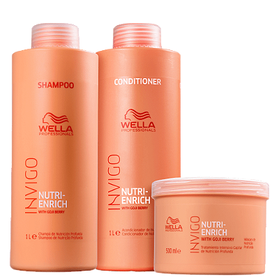 Kit Wella Nutri Enrich Shampo 1l +Cond 1l +Máscara 500ml