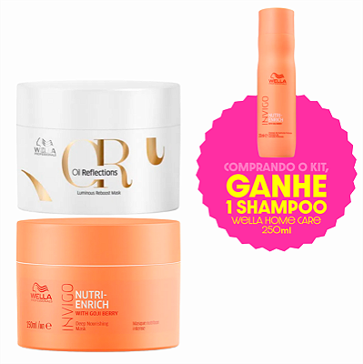 Kit Wella Máscara Nutri Enrich e Mascara Oil Reflections -150ml(Ganhe Shampo Nutri Enrich 250ml)