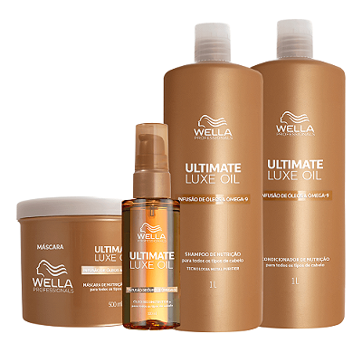 Kit Wella Ultimate Luxe Oil Shampo 1l+ Cond 1l +Máscara 500ml + Óleo 30ml