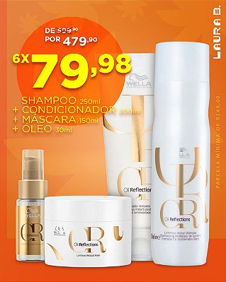 Kit Wella Oil Reflections Shampo 250ML+Máscara 150ML+ Cond 200ML+ Óleo Oil Reflections 30ml