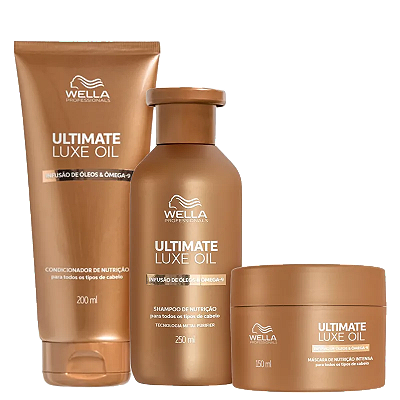 Kit Wella Ultimate Luxe Oil Shampo 250ml + Cond 200ml + Máscara  150ml