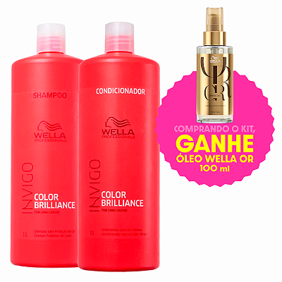 Kit Wella Color Brilliance Shampo 1l +cond 1l +Ganhe Óleo Oil Reflections 100ML