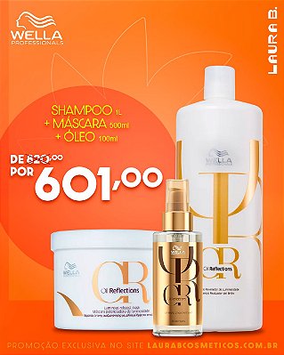 Kit Wella Oil Reflections Shampo 1L+Máscara 500ML+Oleo Oil Reflection 100ML
