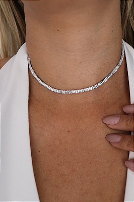 Colar Riviera Choker com Zircônias Baguete