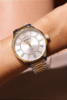 Relógio Feminino Calendário Casual Bicolor