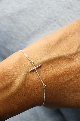Pulseira Cruz Minimalista Prata 925