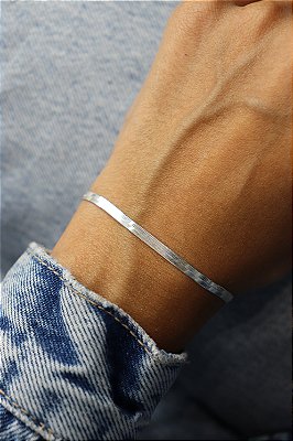 Pulseira Fita Italiana em Prata 925