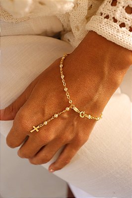 Pulseira Terço com Pérolas