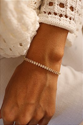 Pulseira Riviera Dourada com Zircônias