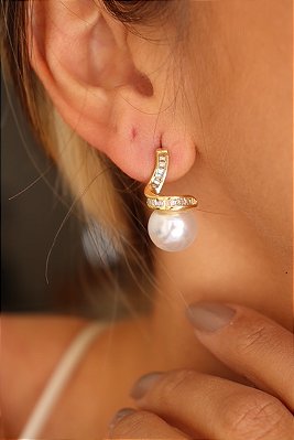 Brinco Pérola Zircônia