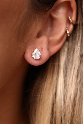 Brinco Gota Clássico Banho Ouro 18k