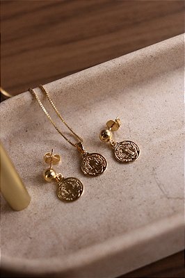 Conjunto Colar e Brinco São Bento Ouro 18k