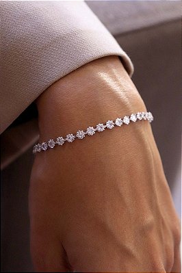 Pulseira Zircônia Sasha Banhada a Ródio Branco