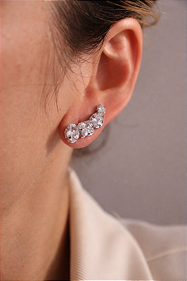 Brinco Naiara Earcuff Ródio Branco