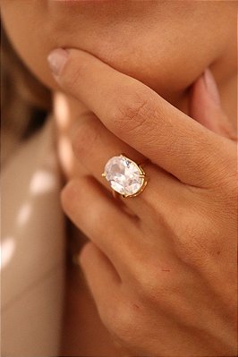 Anel Oval Virginia Banho de Ouro 18k
