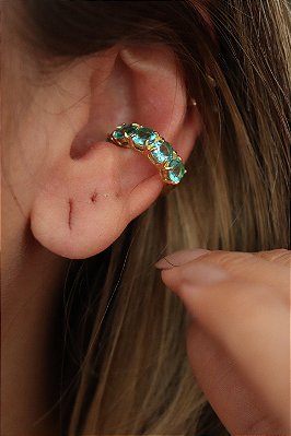Piercing Fake com Zircônias Ovais Banhada a Ouro 18k
