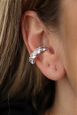 Piercing Fake Ródio Branco com Zircônias