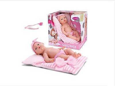 Boneca Bebê com Saco Dormir Linha Little Baby Dolls Bambola