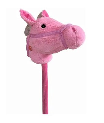 Cavalinho Pocoto Pelúcia Rosa C/Som Rodas 99 Cm Lovely Toys