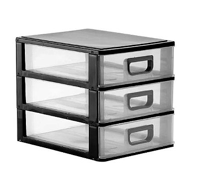 Gaveteiro Organizador De Mesa Mini Porta Tudo 3 Gavetas