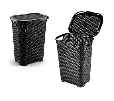 Cesto Para Roupas Rattan Monte Libano Cor Preto 30 Litros