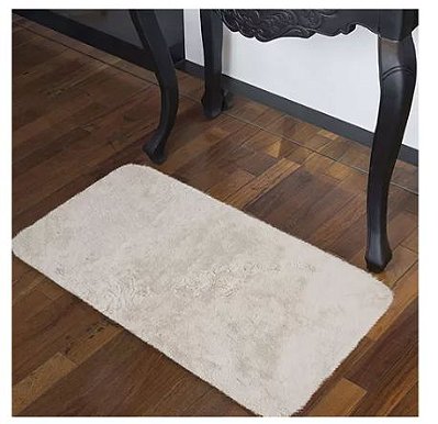 Tapete Melody Pelucia Pelo Alto 47 X 90 cm Marfim JOLITEX