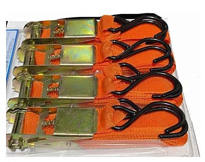 Fita Cinta Para Prender Cargas Com Catraca 4pç X 4,5m 100kg