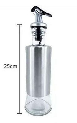 Galheteiro Vinagre 300 Ml Vidro Aço Inox Dosador