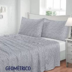 Jogo Cama Geómetrico Solteiro Toque Seda Maciez 300fios 3PÇS