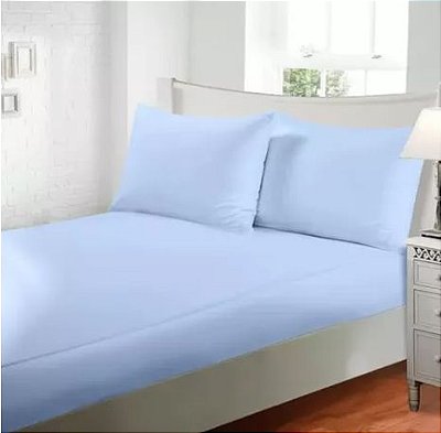 Jogo Cama Azul Solteiro Toque Seda Maciez de 300 fios 3pçs