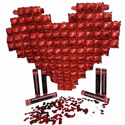 Painel Balao Metalizado Coracao Vermelho Festa 106x80