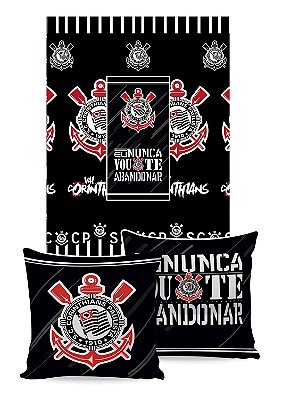 Manta Almofada Corinthians Jolitex Multicor Juvenil Poliéster