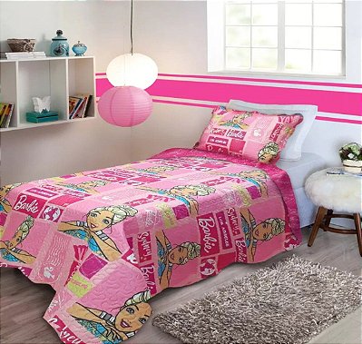 Colcha Ultrasonic Mattel Dupla Face Juvenil Barbie Jolitex