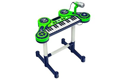 Piano Eletrônico Infantil Grande Show Microfone Verde Unik